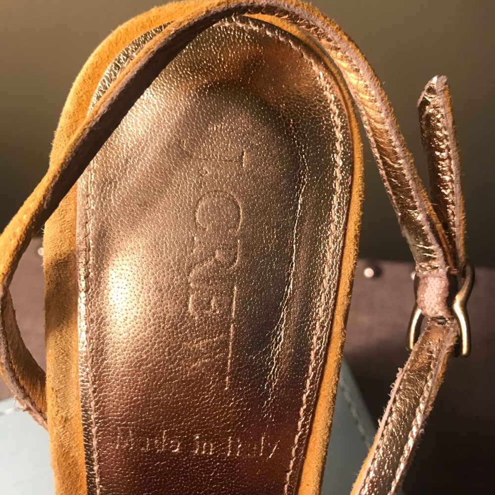 CLOSING FRI!  J.Crew yellow suede slingback heels/sandals - Picture 2 of 3